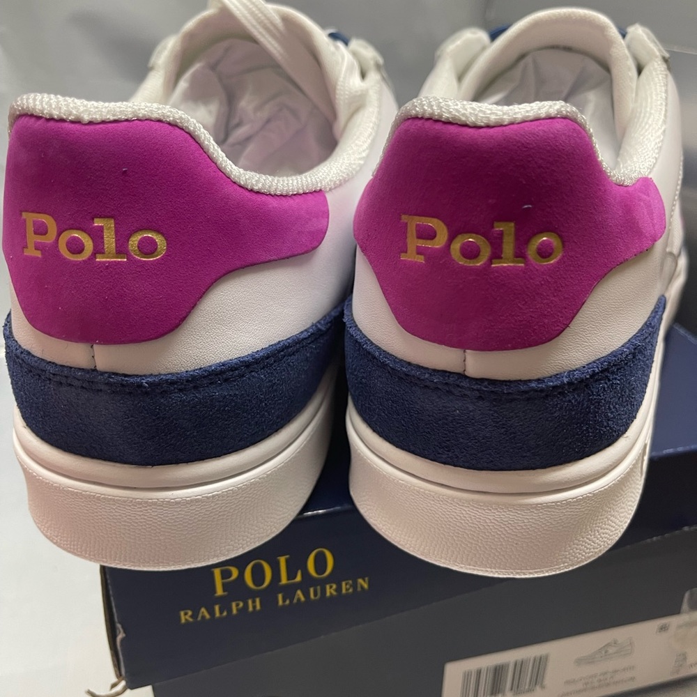 BNWT Polo Ralph Lauren Polo Court Low-Top Sneaker Blue/Pink size 10.5 - Picture 10 of 13